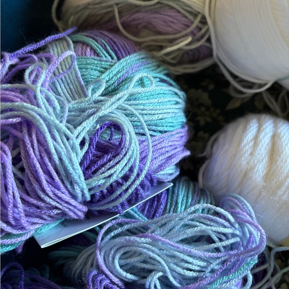 Assorted Baby & Soft Cotton Yarn Bundle in White, Lavender, Mint - Picture 10 of 12